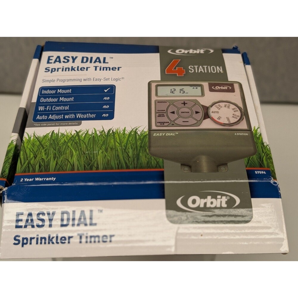 Orbit 57594 ~ 4 Station Easy Dial Sprinkler Timer ~ Indoor Mount